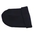 Classic dark blue ribbed knit winter beanie hat with ear flaps for men and women - One Size / Black