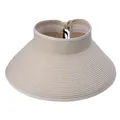 Faltbarer beiger Strohhut für Damen mit breiter Krempe und UV-Sonnenschutz - Erwachsene / Beige