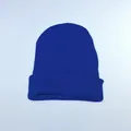 Unisex royal blue winter ribbed knit beanie hat with classic cuffed edge design - One Size / Blue