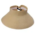 Faltbarer Damen Stroh Sonnenvisier Hut in Beige mit minimalistischem Open-Top Design - Erwachsene / Beige