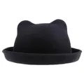 Bombetta invernale nera in lana con graziose orecchie di gatto e design arrotondato - Bambini / Nero