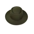 Classic dark green wool felt fedora hat with a wide flat brim for women's winter fashion - One Size (56-58cm) / Army Green