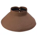 Women's brown straw open-top sun visor with wide brim and adjustable inner sweatband - Adult / Coffee