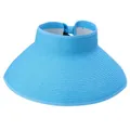 Detail of light blue open top sun hat showing fine woven texture and inner sweatband - Adult / Sky Blue