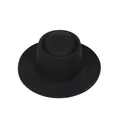 Flat top black felt fedora hat for women with a minimalist vintage wool design - One Size (56-58cm) / Black