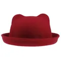 Cappello a bombetta in feltro di lana bordeaux con orecchie di gatto per l'inverno - Bambini / Rosso