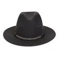 Black wool jazz hat with ethnic woven band and silver metal buckle decoration - 56-58cm / Dark Gray