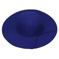 Détail du chapeau en feutre bleu roi à bord large avec ruban décoratif assorti - Circonférence du chapeau 56-58cm / Adulte / Bleu royal