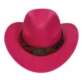 Cappello da cowboy in feltro di lana rosa fucsia con fibbia decorativa a testa di toro - Rosa Rosso / 56-58cm
