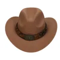 Cappello da cowboy marrone in feltro con fascia in pelle e fibbia metallica a toro - Cachi / 56-58cm