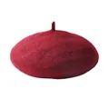 Béret classique en laine épaisse rouge vin avec design de chapeau de peintre épuré - Circonférence 50-52cm / Bordeaux