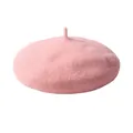 Béret classique en laine rose au design minimaliste pour femmes et enfants sur fond blanc - Circonférence 50-52cm / Rose