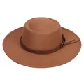 Retro brown wool felt fedora hat with a leather decorative band for men and women - Brown