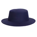 Classic dark blue wool wide brim flat top fedora hat for men and women on white background - M (56-58cm) / Navy Blue (H)