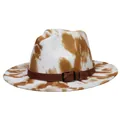 Cappello fedora in feltro tie-dye bianco e marrone con cinturino in ecopelle - 56-58cm / Stile Cintura Tie-Dye Cachi Bianco / Cachi + Bianco Tie-Dye