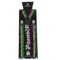 Rainbow sequin suspenders with silver clips in purple, green, and gold Mardi Gras style - Multicolor (17)