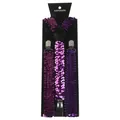 Adjustable unisex suspenders featuring glittery purple sequins and metallic clips - Purple (11)