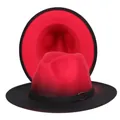 Tie-dye red and black gradient leopard jazz fedora hat with metal buckle band detail - M (56-58cm) / Red and Black