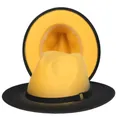 Colorful leopard print tie-dye fedora hat with wide brim and stylish gold buckle detail - M (56-58cm) / Yellow and Black