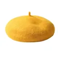 Béret classique en laine jaune gingembre pour femmes et enfants, texture feutre - Adulte 56-58cm / Adulte-Jaune
