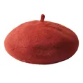 Béret classique en laine rouge avec tige emblématique pour femmes et enfants - Adulte 56-58cm / Adulte-Caramel