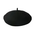Béret classique en laine noire pour femmes et enfants avec texture en feutre minimaliste - Adulte 56-58cm / Adulte-Noir