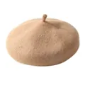 Béret classique en laine couleur chameau pour femmes et enfants à texture douce - Adulte 56-58cm / Adulte-Camel