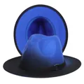 Blue and black fedora hat in felt with leopard tie-dye detail for trendy street style - M (56-58cm) / Blue and Black