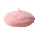 Béret rose minimaliste en laine pour femme et enfant avec texture épaisse - Adulte 56-58cm / Adulte-Rose