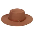Classic brown felt fedora hat featuring a stylish leather band with gold buckle - 56-58cm / Brown