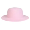 Flat top pink wool felt fedora hat with a wide brim for a retro British winter look - M (56-58cm) / Pink