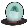 Détail d'un chapeau fedora bicolore avec doublure vert menthe et boucle en cuir marron - M (56-58cm) / Vert+Noir