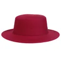 Classic dark red wool felt boater hat with a flat brim and crown for men and women - M (56-58cm) / Wine Red