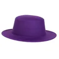 Classic wide brim flat top wool felt fedora hat in deep purple finish for men and women - M (56-58cm) / Purple (O)