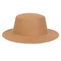 Classic camel wide brim flat top wool felt hat with minimalist minimalist structure - M (56-58cm) / A Khaki