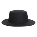 Classic black flat top wool fedora hat with wide brim in a retro British unisex style - M (56-58cm) / Dark Gray (L)