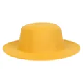 Classic bright yellow wool boater hat with a flat top and wide brim for autumn fashion - M (56-58cm) / Yellow (W)