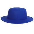 Royal blue wide brim wool fedora hat with flat top and minimalist retro British style - M (56-58cm) / Royal Blue