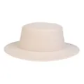 Flat top wool felt boater hat in beige with wide brim and neutral vintage design - M (56-58cm) / M Beige