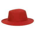 Vibrant red wool felt boater hat with a wide flat brim and classic vintage crown style - M (56-58cm) / Rust Red (V)