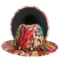 Close-up of leopard print fedora with braided rope and wooden beads detail - M (56-58cm) / Red Leopard Exterior Black Lining