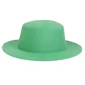 Flat top grass green wool felt boater hat with wide brim for men and women - M (56-58cm) / Grass Green (S)