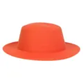 Classic bright orange wide brim flat top wool felt hat with stitched edge detail - M (56-58cm) / Orange (U)