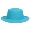 Classic cyan blue wool boater hat with a flat top and wide brim for men and women - M (56-58cm) / Lake Blue (T)