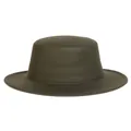 Classic wide brim wool felt boater hat in dark olive green for a vintage unisex look - M (56-58cm) / Army Green (F)