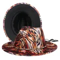 Close-up of tiger print wool fedora with gold chain and black tassel detail - M (56-58cm) / Tiger Stripe Exterior Black Lining