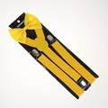 Adjustable bright yellow elastic Y-back suspenders and matching satin bowtie set - Adult Single Layer Bow Tie (02B) / Yellow