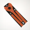 Elastic orange suspenders and bowtie set for kids and adults on black card packaging - Adult Single Layer Bow Tie (02C) / Orange