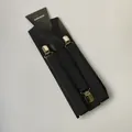 Elastic Y-back black suspenders with silver metal clips on display card for adults - Adult / Black