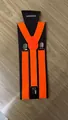 Elastic Y-back bright orange suspenders with silver metal clips for kids and adults - Adult / Orange